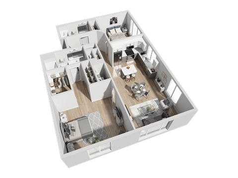 a 3d floor plan of a house